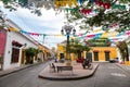 Small plaza in Getsemani, Cartagena. Royalty Free Stock Photo