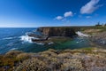 View of the small fishing port of Entrada da Barca from the surrounding cliffs, at Zambujeira do Mar in Odemira Royalty Free Stock Photo