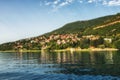 A view of a small fishing village on the Ohrid lake