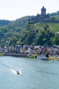 View on small German town Cochem located in Mosel river valley, quality wine regio in Germany Royalty Free Stock Photo