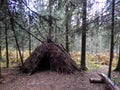 View of the small hovel in the forest Royalty Free Stock Photo