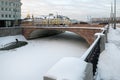 View of the Small Moskvoretsky Bridge to the drainage channel in Moscow Royalty Free Stock Photo