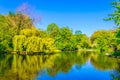 View of a small pond in the Saint Stephen's Green park in Dublin, Ireland Royalty Free Stock Photo
