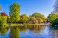 View of a small pond in the Saint Stephen's Green park in Dublin, Ireland Royalty Free Stock Photo