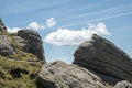 View of the small Sphinx, in Carpathian Mountains,  Bucegi Natural Park, Romania Royalty Free Stock Photo