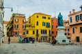 view of a small square in front of the santa fosca church situated in the italian city venice...IMAGE Royalty Free Stock Photo