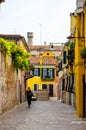 view of a small square situated in a less visited part of italian city venice...IMAGE