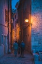 view of small stone street in rovinj city