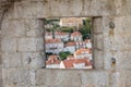 View from a small stone window lovrijenac fortress Royalty Free Stock Photo