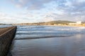 View of the small town of Panxon from the breakwater of playa america in Nigran. Galicia - Spain