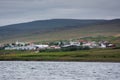 View of a small village in Iceland on a cloudy day