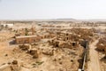 View of the small village Raghba with the abandoned mud houses in the middle of the desert in Saudi Arabia Royalty Free Stock Photo