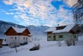 A view of small village during winter in Austria.