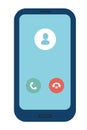 View of smartphone. Generic Incoming Phone Call Screen User Interface. Flat style design vector illustration