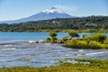 View of the smoking Villarrica Volcano, Villarrica, Chile Royalty Free Stock Photo