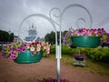 View of the Smolny Cathedral from the city square. Saint Petersburg, Russia. Royalty Free Stock Photo