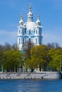 View of the Smolny Cathedral. Russia, Saint-Petersburg Royalty Free Stock Photo