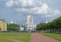 View of Smolny of Resurrection cathedral in the summer. St. Petersburg