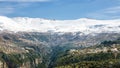 Snow capped mountains overlooking Qadisha valley, Bsharri, Lebanon Royalty Free Stock Photo