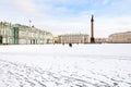 view of snow-coverd Palace Square in St Petersburg Royalty Free Stock Photo