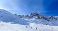 View of snow covered Courchevel slope in French Alps