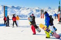 View of snow covered Courchevel slope in French Alps. Ski Resort