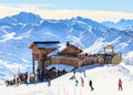 View of snow covered Courchevel slope in French Alps