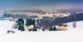 View of snow covered hills and fields in rural York County, Penn Royalty Free Stock Photo