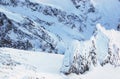 View of snow-covered mountains in the High Tatra from Lomnicky P Royalty Free Stock Photo