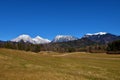 View of snow covered peak of Kocna and Grintovec in Kamnik-Savinja alps Royalty Free Stock Photo