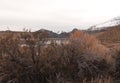 The view of the snow covered Sierras near June Lake