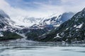 A view of snow flowing down a valley in Glacier Bay, Alaska Royalty Free Stock Photo