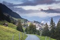 Snowcapped Bernese Swiss alps and Murren village, Switzerland Royalty Free Stock Photo