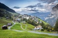 Snowcapped Bernese Swiss alps and Murren village, Switzerland Royalty Free Stock Photo