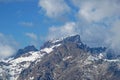 Snowcapped Monte Cinto 2706 masl, the highest mountain on the island of Corsica, France, Europe