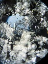 View on snowflake under microscope ocular Royalty Free Stock Photo