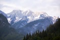View of the snowy Alpine mountains in the evening Royalty Free Stock Photo