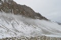 View of a snowy foggy mountains in black sea region turkey