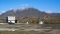 View of the snowy landscape of the Altay Mountains near the village of Onguday, Altai Republic Royalty Free Stock Photo