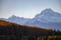 View of snowy Mount Cook in Mackenzie district, Aoraki National park, Southern Alps, New Zealand, autumn Royalty Free Stock Photo