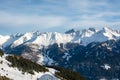 View on snowy mountains in Austria in winter Royalty Free Stock Photo