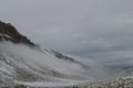 View of a snowy mountains with clouds in black sea region turkey