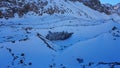 View of the snowy mountains and glacier.