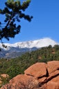 View of snowy Pikes Peak Royalty Free Stock Photo