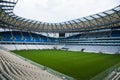 View of soccer field stadium and stadium seats Royalty Free Stock Photo