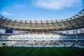 View of soccer field stadium and stadium seats Royalty Free Stock Photo