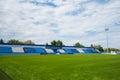 View of soccer field stadium and stadium seats Royalty Free Stock Photo
