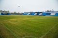 View of soccer field stadium and stadium seats Royalty Free Stock Photo