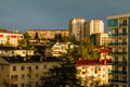 View of Sochi in light of setting sun, Russia Royalty Free Stock Photo