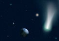 A view of the solar system, with a shooting star hovering over the earth. Royalty Free Stock Photo